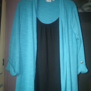 Kim Rogers Turquoise Open-Front Cardigan
